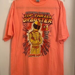 Dragster Cedar Point T-shirt-Rare Unisex Delta Ringspun Size XL-Bright Pink